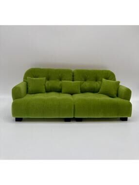 1:24 Scale Miniature Sofa, Dollhouse Furniture, Velvet Flocked MCM Sofa, Green